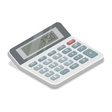 Grey isometric calculator vector illustration. Stock Illustration