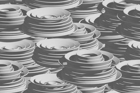 Grey Isometric Concentric Ring Fold Seamless Pattern Stock Illustration