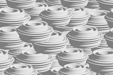 Grey Isometric Concentric Ring Seamless Pattern Stock Illustration