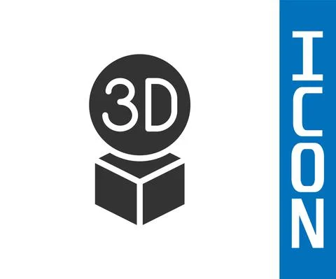 Grey Isometric cube icon isolated on white background. Geometric cubes solid Stock Illustration