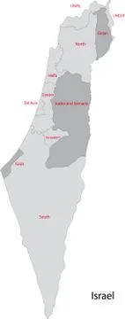 Grey Israel map Stock Illustration