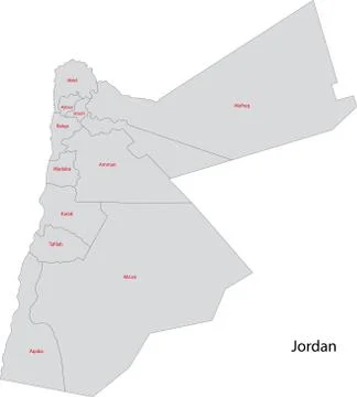 Grey Jordan map Stock Illustration
