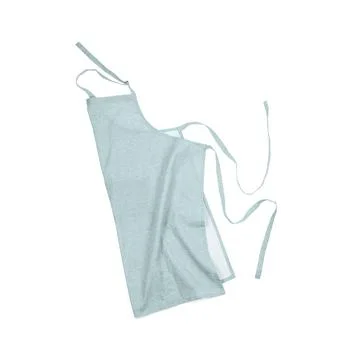 Grey kitchen apron with pattern isolated on white Stockfoto's