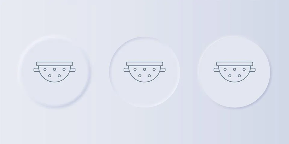 Grey Kitchen colander icon isolated on grey background. Cooking utensil. Cu.. Stock Illustration