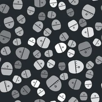 Grey Kitchen timer icon isolated seamless pattern on black background. Egg timer Stock Illustration