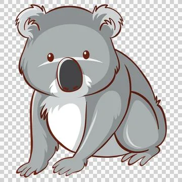 Grey koala sitting on transparent background cartoon. Illustrazione stock