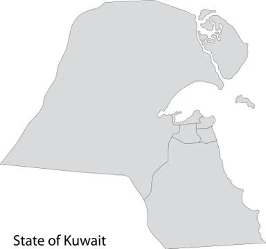 Grey Kuwait map Stock Illustration