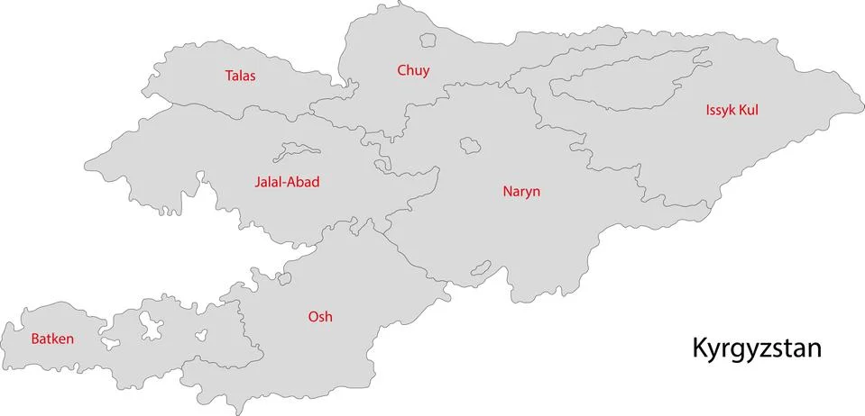 Grey Kyrgyzstan map Stock Illustration