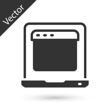 Grey Laptop with browser window icon isolated on white background. Computer Stockillustratie