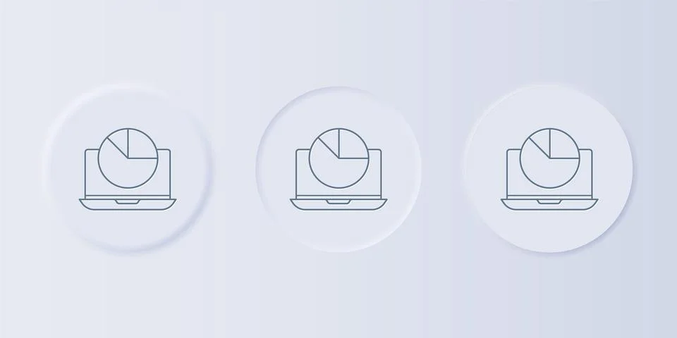 Grey Laptop with graph chart icon isolated on grey background. Report text .. Stock Illustration