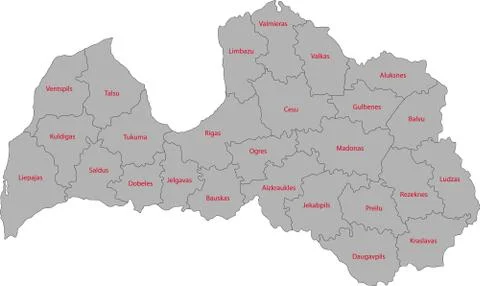 Grey Latvia map Stock Illustration