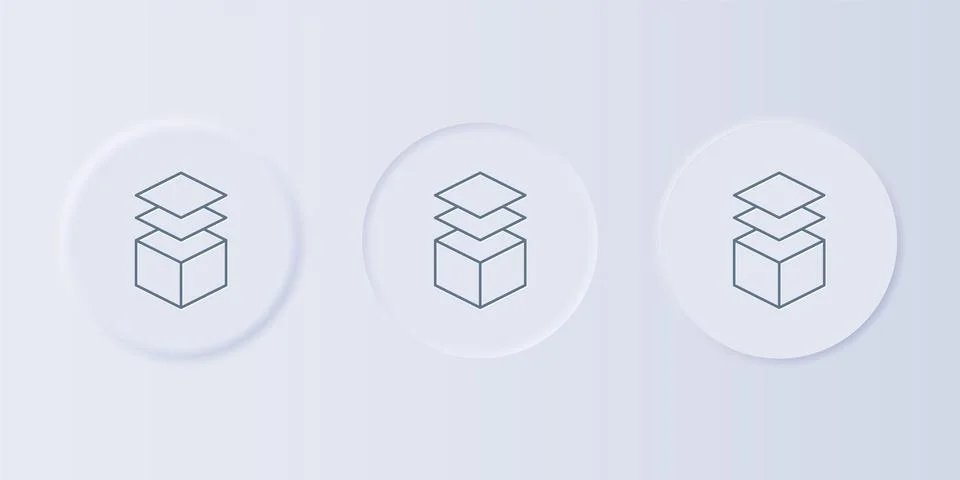 Grey Layers icon isolated on grey background. Set icons in square buttons. .. Stock Illustration