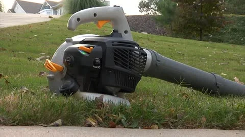 Grey Leaf Blower Turn On and Rev Up Video stock 12358711