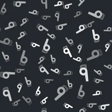Grey Leaf garden blower icon isolated seamless pattern on black background Stock Illustration