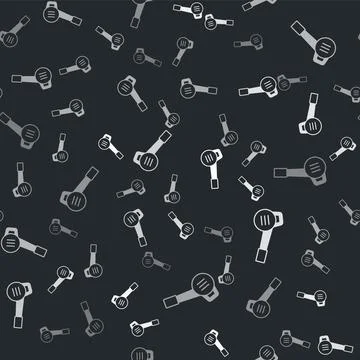 Grey Leaf garden blower icon isolated seamless pattern on black background.   Stock Illustration