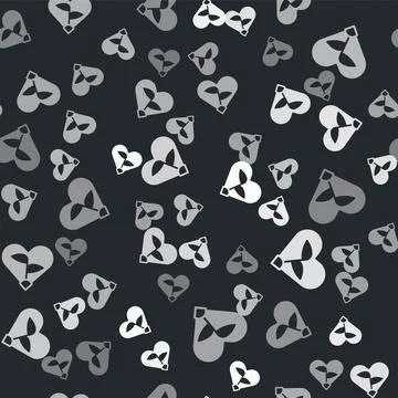 Grey Leaf in heart of environmental protection icon isolated seamless patte.. Stock Illustration