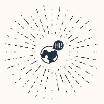 Grey Learning foreign languages icon isolated on beige background. Translat.. Stock Illustration