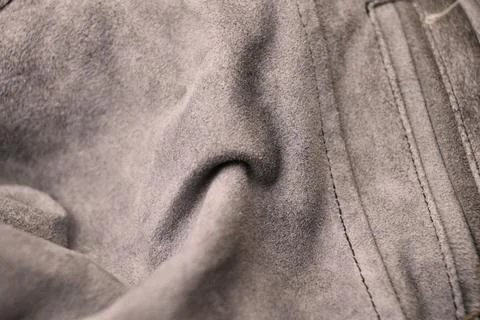 Grey Leather Jacket Texture  Creased Pure Leather Macro Close-Up with Soft .. Stock Photos
