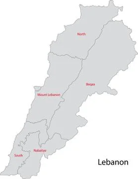 Grey Lebanon map Stock Illustration