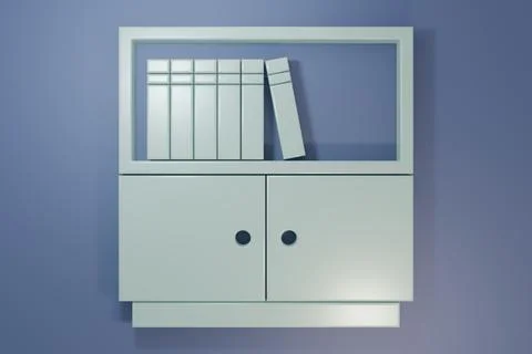 Grey Library bookshelf icon isolated on purple-blue background. Minimalism .. Stock Illustration