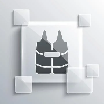Grey Life jacket icon isolated on grey background. Life vest icon. Extreme sp Stock Illustration