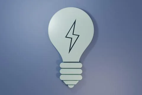 Grey Light bulb with lightning symbol icon isolated on purple-blue backgrou.. Stock Illustration