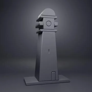 Grey Lighthouse icon isolated on grey background. Minimalism concept. 3D re.. Stock Illustration