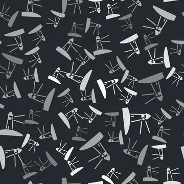 Grey Lighthouse icon isolated seamless pattern on black background. Vector 스톡 일러스트