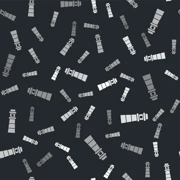 Grey Lighthouse icon isolated seamless pattern on black background.  Vector Stock Illustration