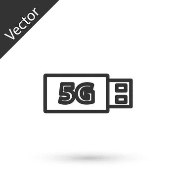 Grey line 5G modem for fast mobile Internet icon isolated on white background Illustrazione stock