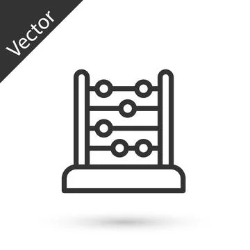 Grey line Abacus icon isolated on white background. Traditional counting frame Stock Illustration