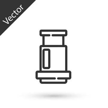 Grey line Aeropress coffee method icon isolated on white background. Device for Stock Illustration