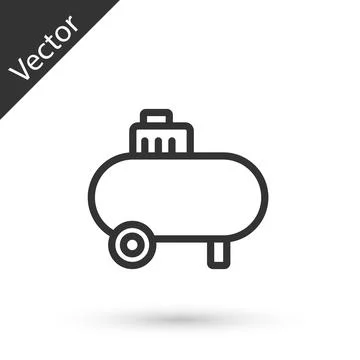 Grey line Air compressor icon isolated on white background. Vector Illustrazione stock