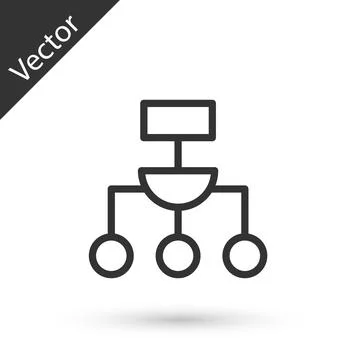 Grey line Algorithm icon isolated on white background. Algorithm symbol design Stock Illustration