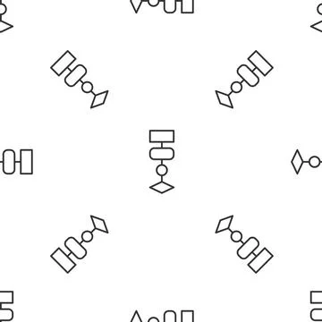 Grey line Algorithm icon isolated seamless pattern on white background Stock Illustration