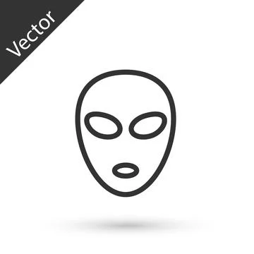 Grey line Alien icon isolated on white background. Extraterrestrial alien face 库存插图