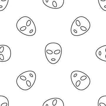 Grey line Alien icon isolated seamless pattern on white background 스톡 일러스트