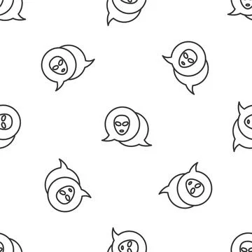 Grey line Alien icon isolated seamless pattern on white background Stockillustratie