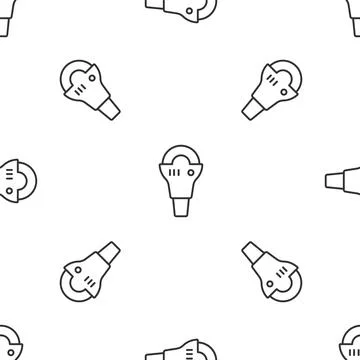 Grey line Angle grinder icon isolated seamless pattern on white background.   Stock Illustration