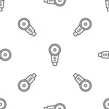 Grey line Angle grinder icon isolated seamless pattern on white background Stock Illustration