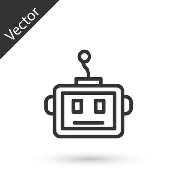 Grey line Artificial intelligence robot icon isolated on white background Stock Illustration