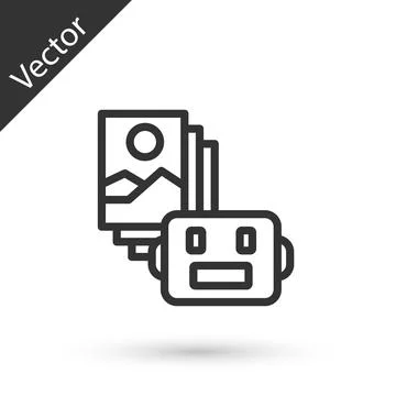 Grey line Artificial intelligence robot icon isolated on white background Illustrazione stock