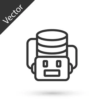 Grey line Artificial intelligence robot icon isolated on white background Stock Illustration