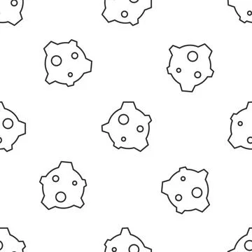 Grey line Asteroid icon isolated seamless pattern on white background. Vector Illustrazione stock
