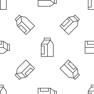 Grey line Bag of coffee beans icon isolated seamless pattern on white background 库存插图