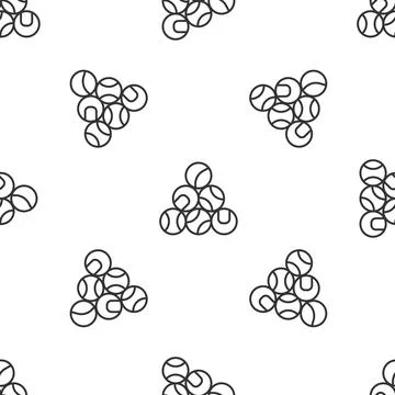 Grey line Baseball ball icon isolated seamless pattern on white background.   Stock Illustration