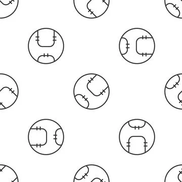 Grey line Baseball ball icon isolated seamless pattern on white background Stockillustratie