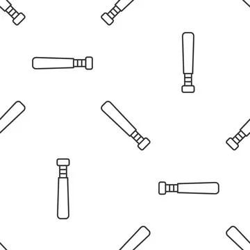 Grey line Baseball bat icon isolated seamless pattern on white background 스톡 일러스트