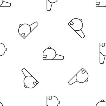 Grey line Baseball cap icon isolated seamless pattern on white background. Sport イラスト素材