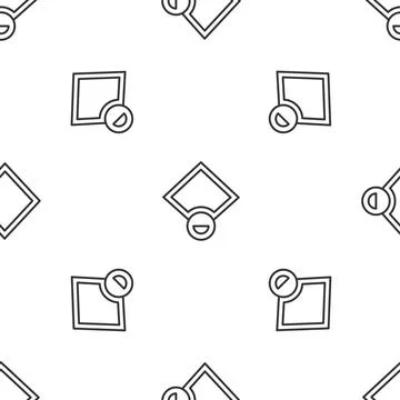 Grey line Baseball field icon isolated seamless pattern on white background Stock Illustration